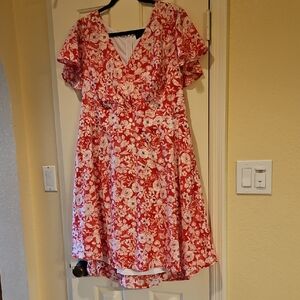 Lane Bryant Red Floral Midi Dress